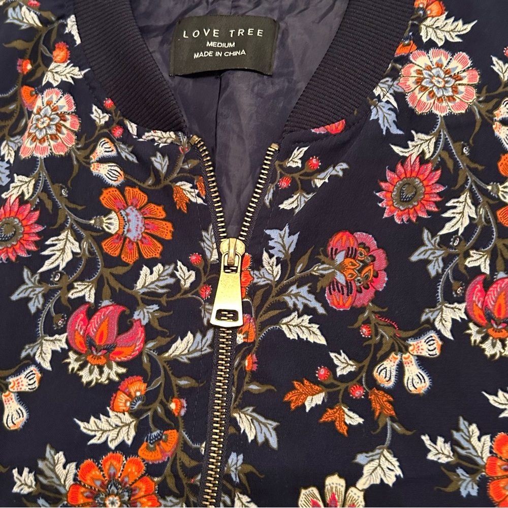 LOVE TREE Floral Bomber Baseball Jacket Size M - Picture 7 of 9